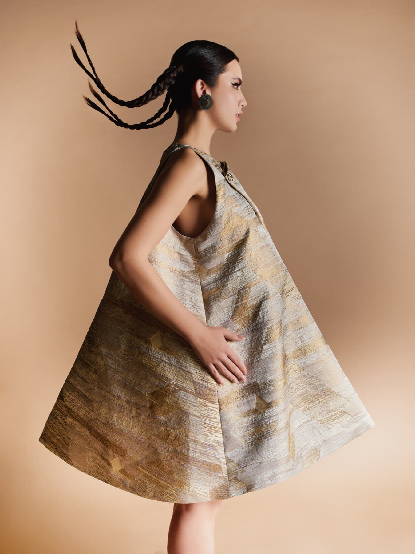 A sculptural Nila Baharuddin fashion look